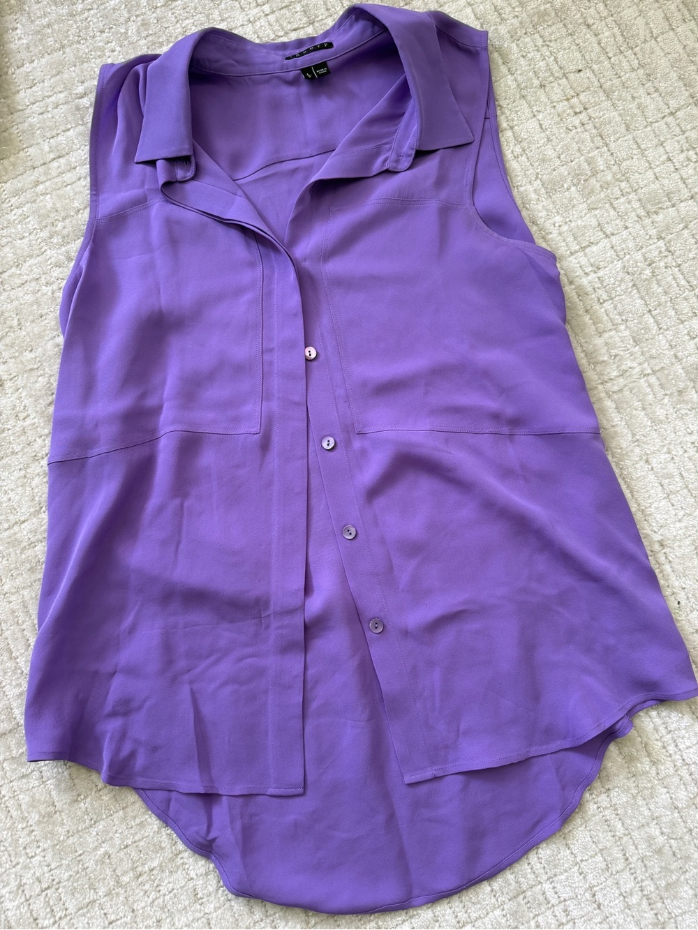 Theory Sleeveless Button-Front Lavender Purple Blouse